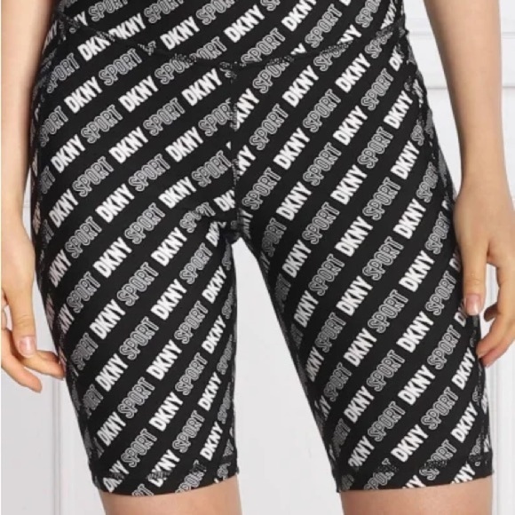 DKNY Sport Womens Logo Print High Waist Active Yoga Bike Shorts - Picture 8 of 16